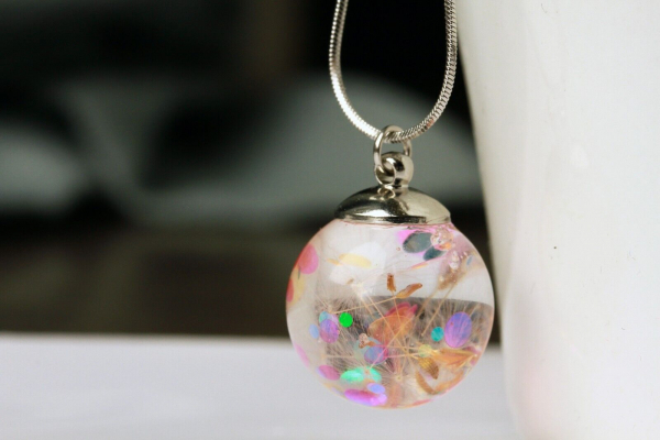 Kette Pusteblume Glitzer Discokugel moderner Glücksbringer in Regenbogenfarben als romantisches Geschenk für sie Frau Freundin Mutter